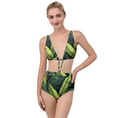 Banana Leaves Pattern Tied Up Two Piece Swimsuit by goljakoff