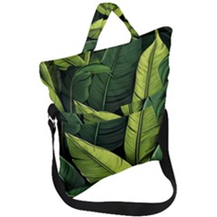 Banana Leaves Pattern Fold Over Handle Tote Bag by goljakoff