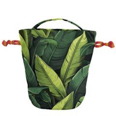 Banana Leaves Pattern Drawstring Bucket Bag by goljakoff