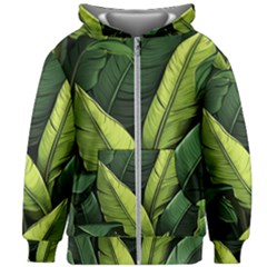 Banana Leaves Pattern Kids  Zipper Hoodie Without Drawstring