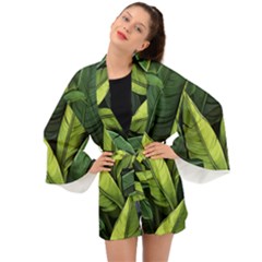 Banana Leaves Pattern Long Sleeve Kimono by goljakoff