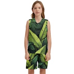 Banana Leaves Pattern Kids  Basketball Mesh Set by goljakoff