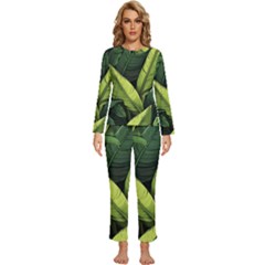 Banana Leaves Pattern Womens  Long Sleeve Lightweight Pajamas Set by goljakoff