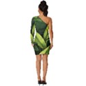 Banana leaves pattern Long Sleeve One Shoulder Mini Dress View4