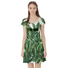 Tropical Leaves Short Sleeve Skater Dress by goljakoff