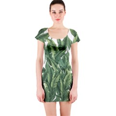 Tropical Leaves Short Sleeve Bodycon Dress by goljakoff