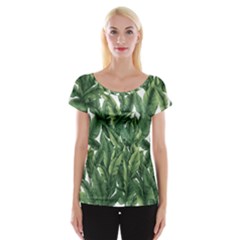 Tropical Leaves Cap Sleeve Top by goljakoff