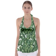 Tropical Leaves Tie Back Tankini Top by goljakoff