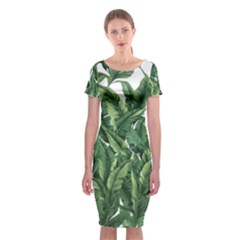 Tropical Leaves Classic Short Sleeve Midi Dress by goljakoff