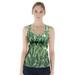 Tropical Leaves Racer Back Sports Top by goljakoff