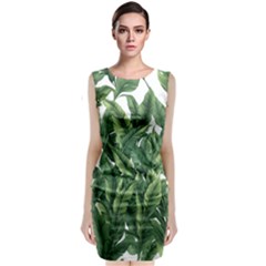 Tropical Leaves Sleeveless Velvet Midi Dress by goljakoff