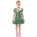 Tropical leaves Kids  Short Sleeve Velvet Dress View1