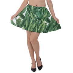 Tropical Leaves Velvet Skater Skirt