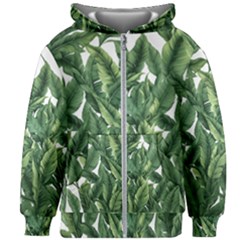 Tropical Leaves Kids  Zipper Hoodie Without Drawstring