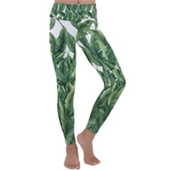 Tropical Leaves Kids  Lightweight Velour Classic Yoga Leggings by goljakoff