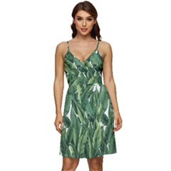 Tropical Leaves V-neck Pocket Summer Dress  by goljakoff