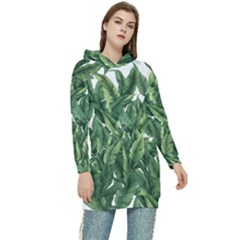 Tropical Leaves Women s Long Oversized Pullover Hoodie