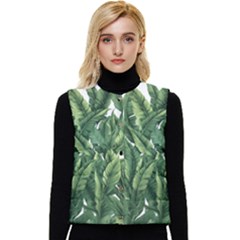 Tropical Leaves Women s Button Up Puffer Vest