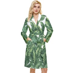 Tropical Leaves Long Sleeve Velvet Robe by goljakoff