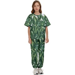 Tropical Leaves Kids  T-shirt And Pants Sports Set by goljakoff