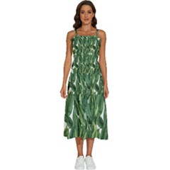 Tropical Leaves Sleeveless Shoulder Straps Boho Dress by goljakoff