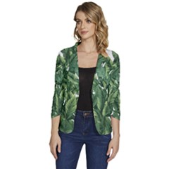 Tropical Leaves Women s One-button 3/4 Sleeve Short Jacket by goljakoff