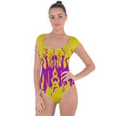 Yellow And Purple In Harmony Short Sleeve Leotard  by pepitasart