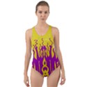 Yellow And Purple In Harmony Cut-Out Back One Piece Swimsuit View1