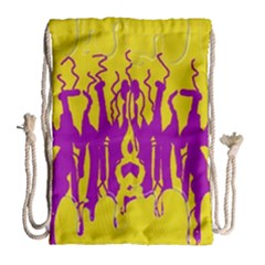 Yellow And Purple In Harmony Drawstring Bag (large) by pepitasart