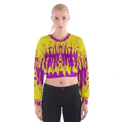 Yellow And Purple In Harmony Cropped Sweatshirt