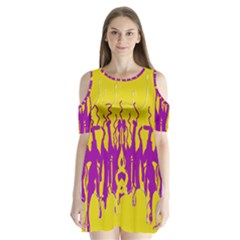 Yellow And Purple In Harmony Shoulder Cutout Velvet One Piece