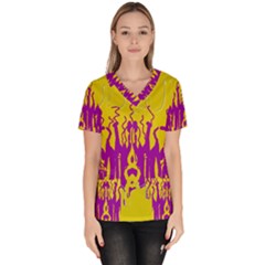 Yellow And Purple In Harmony Women s V-neck Scrub Top by pepitasart