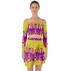 Yellow And Purple In Harmony Off Shoulder Top With Skirt Set by pepitasart