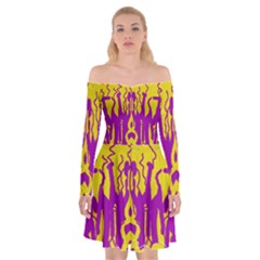 Yellow And Purple In Harmony Off Shoulder Skater Dress by pepitasart