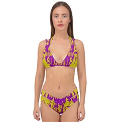 Yellow And Purple In Harmony Double Strap Halter Bikini Set by pepitasart