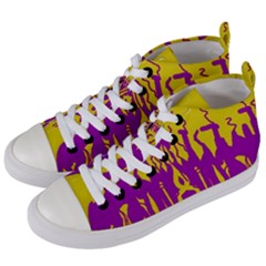 Yellow And Purple In Harmony Women s Mid-top Canvas Sneakers by pepitasart