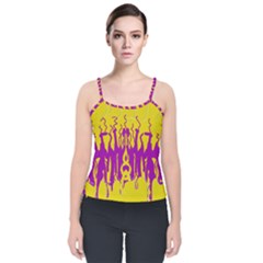 Yellow And Purple In Harmony Velvet Spaghetti Strap Top by pepitasart