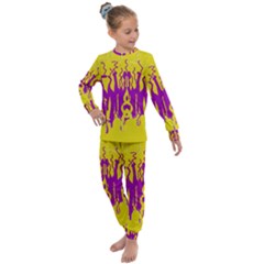 Yellow And Purple In Harmony Kids  Long Sleeve Set 