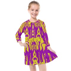 Yellow And Purple In Harmony Kids  Quarter Sleeve Shirt Dress by pepitasart