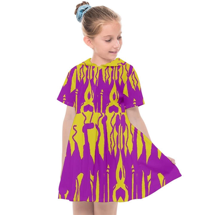 Yellow And Purple In Harmony Kids  Sailor Dress