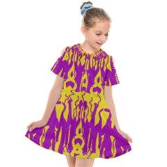 Yellow And Purple In Harmony Kids  Short Sleeve Shirt Dress by pepitasart