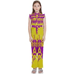 Yellow And Purple In Harmony Kids  Sleeveless Ruffle Edge Band Collar Chiffon One Piece by pepitasart