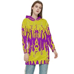 Yellow And Purple In Harmony Women s Long Oversized Pullover Hoodie