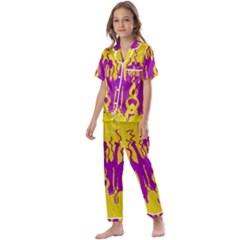 Yellow And Purple In Harmony Kids  Satin Short Sleeve Pajamas Set by pepitasart