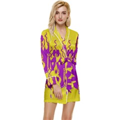 Yellow And Purple In Harmony Long Sleeve Satin Robe by pepitasart