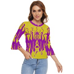 Yellow And Purple In Harmony Bell Sleeve Top