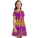 Yellow And Purple In Harmony Kids  Bow Tie Puff Sleeve Dress View2