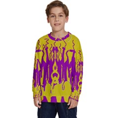 Yellow And Purple In Harmony Kids  Crewneck Sweatshirt by pepitasart