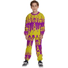 Yellow And Purple In Harmony Kids  Sweatshirt Set