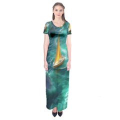 Lion King Of The Jungle Nature Short Sleeve Maxi Dress by Cemarart